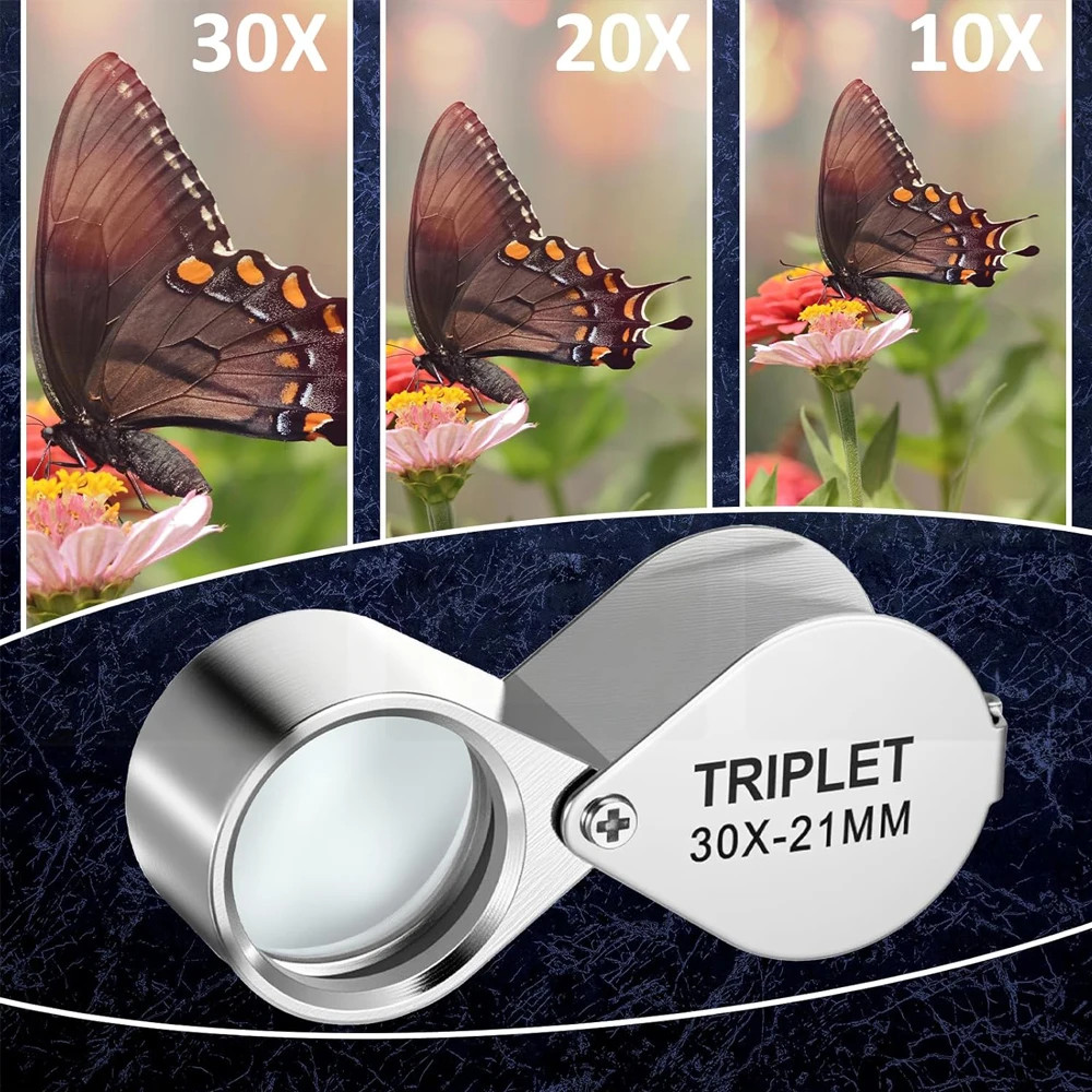 10-30X Jeweler’s Glass Magnifying Loupe-Eye Magnifier for Jewelry, Coin, Stamp