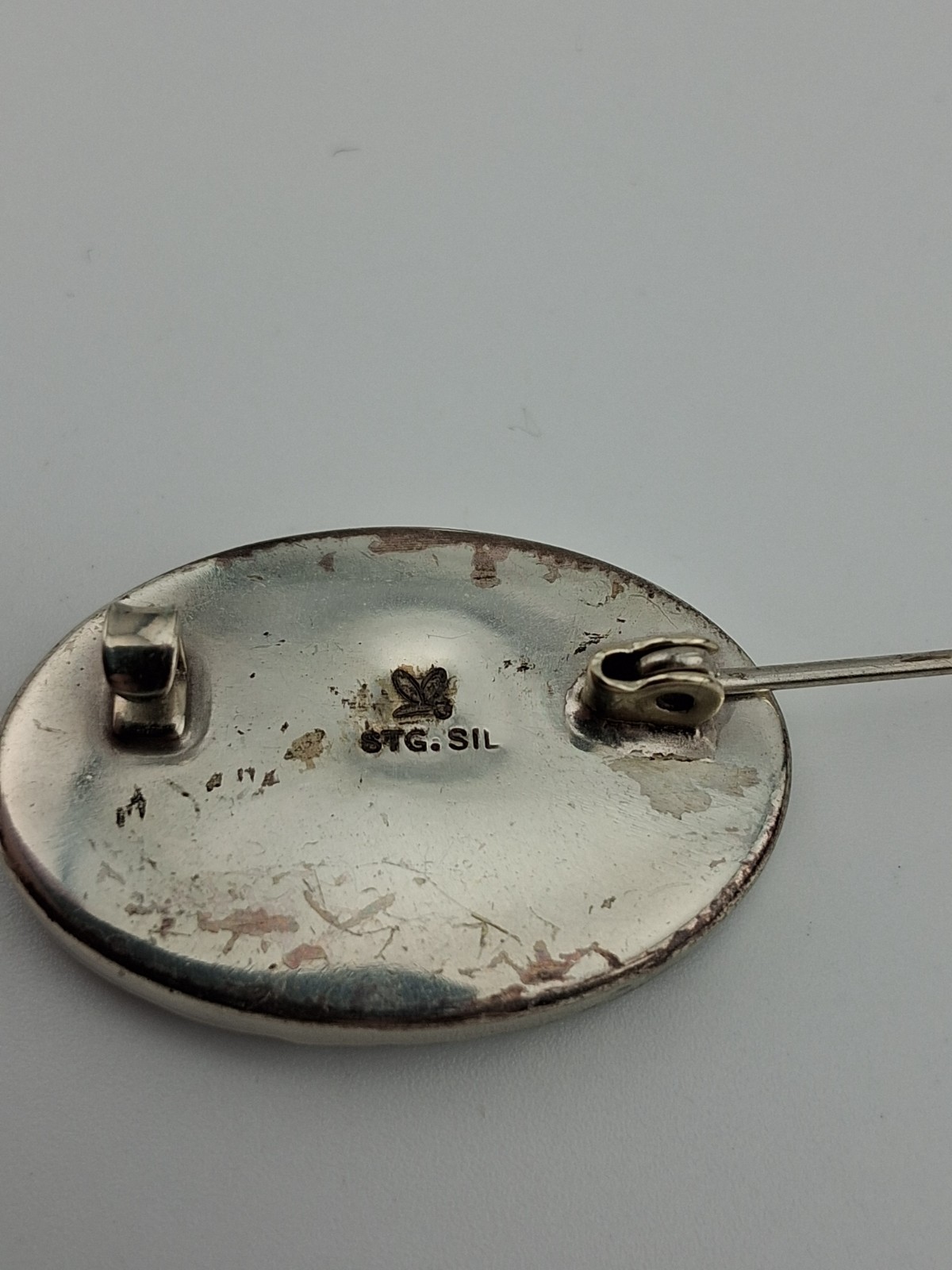 Vintage New Zealand Paua Abalone Shell Sterling Silver Pin