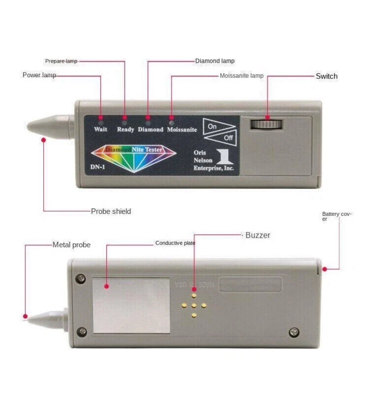 Diamond Nite Dual Tester Test For Diamonds &Moissanite DN-1 Made in USA