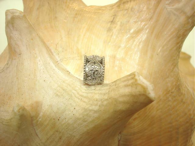 7MM SOLID 14K WHITE GOLD HAWAIIAN TEXTURED SAND DOLLAR BARREL TUBE SLIDE PENDANT