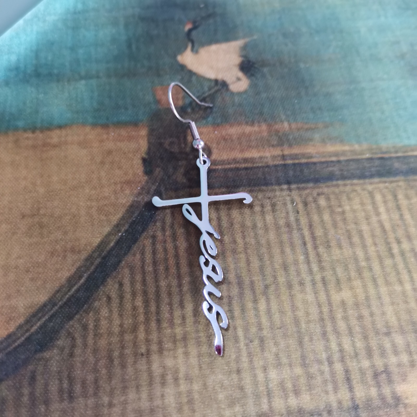 Silver Jesus Cross Earrings Christian Religious Jewelry Gift Faith Statement