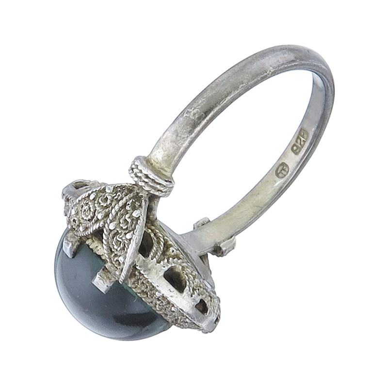 Theodor Fahrner Ring Green Colour Stone 925 Silver Retro
