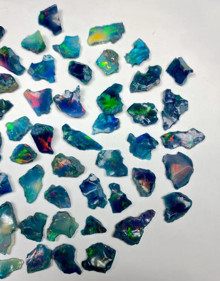 100 Cts Natural Ethiopian Black Opal Rough Welo Opal Multi Fire Raw Gemstones