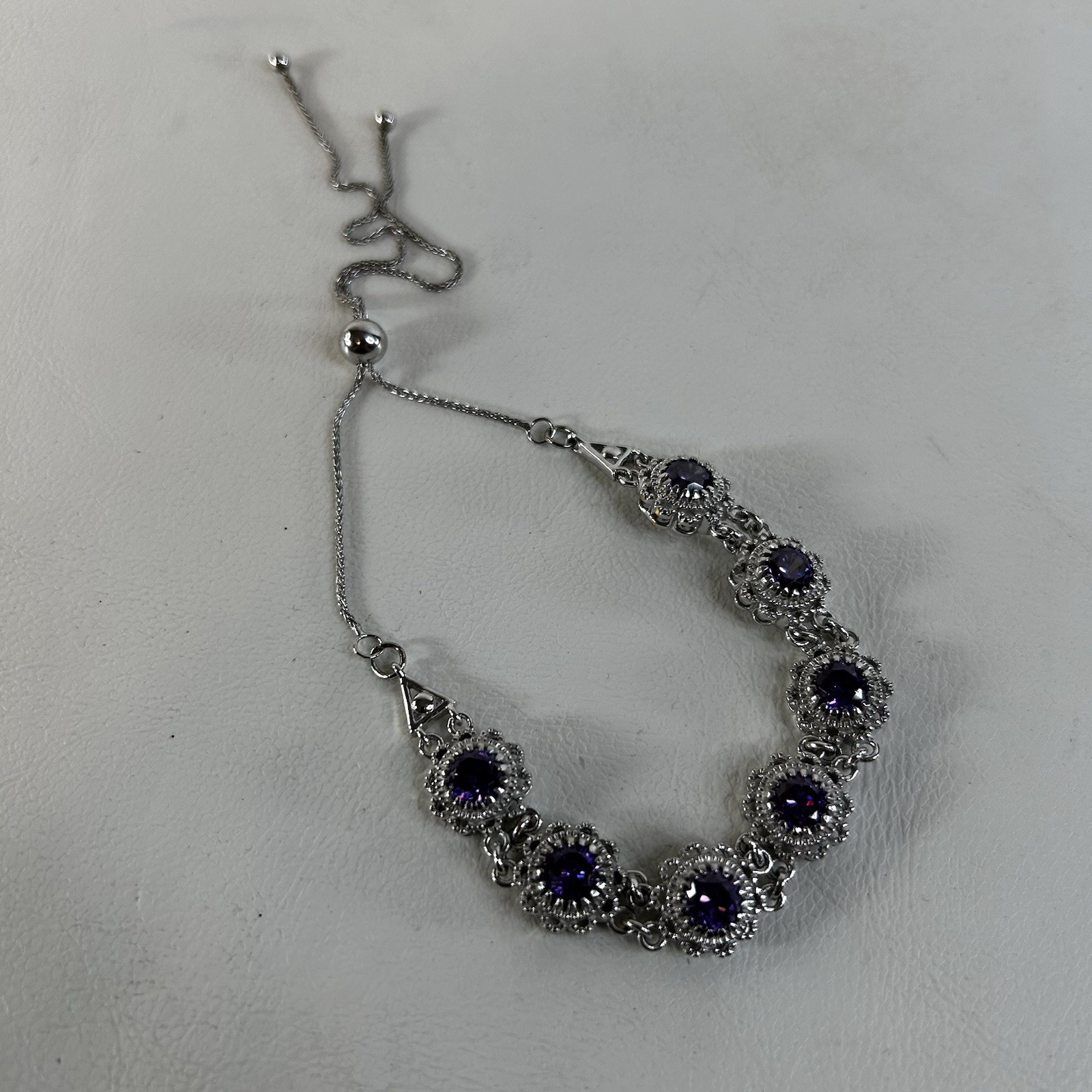 STS Karis Purple Simulated Amethyst Filigree Bolo Bracelet