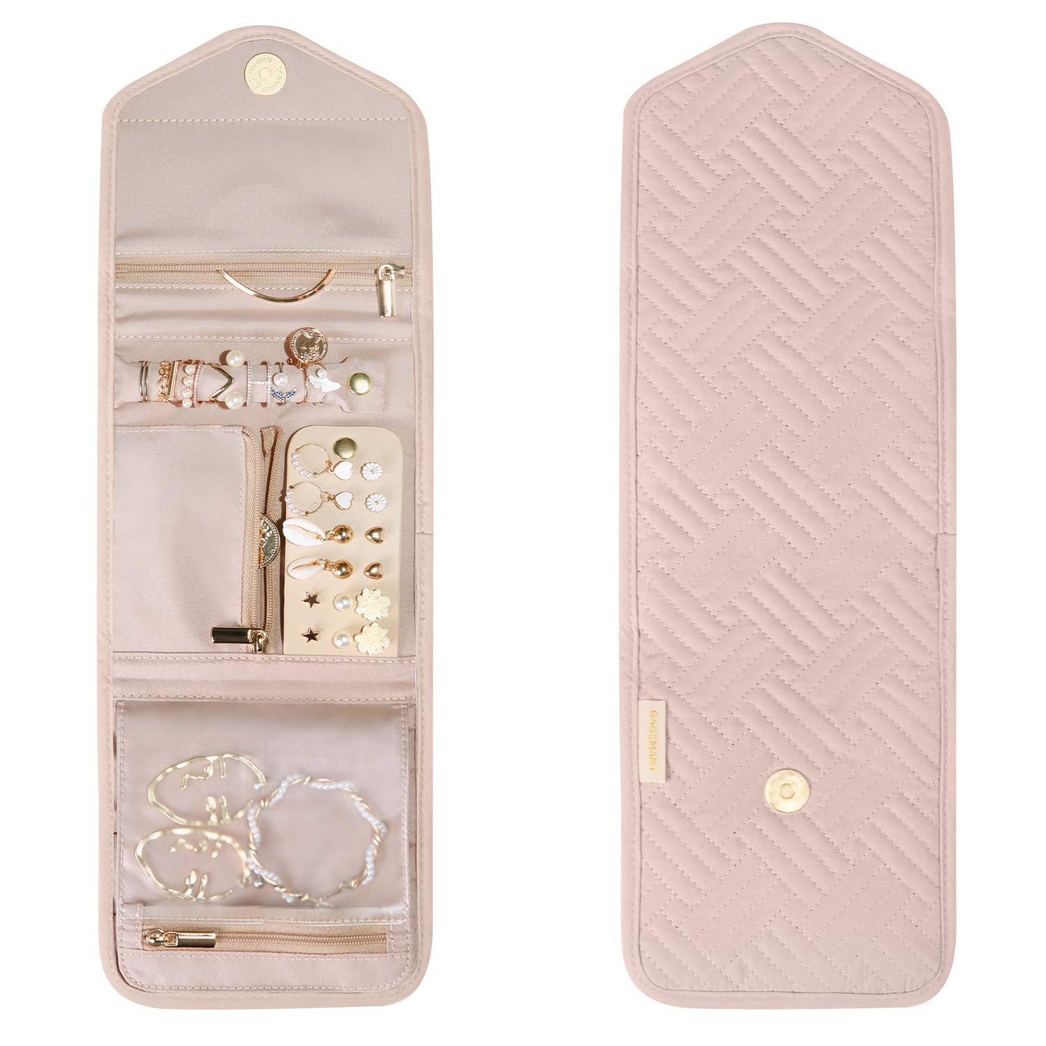 Bagsmart Travel Jewelry Organizer Case Foldable Small Jewelry Roll For Journey