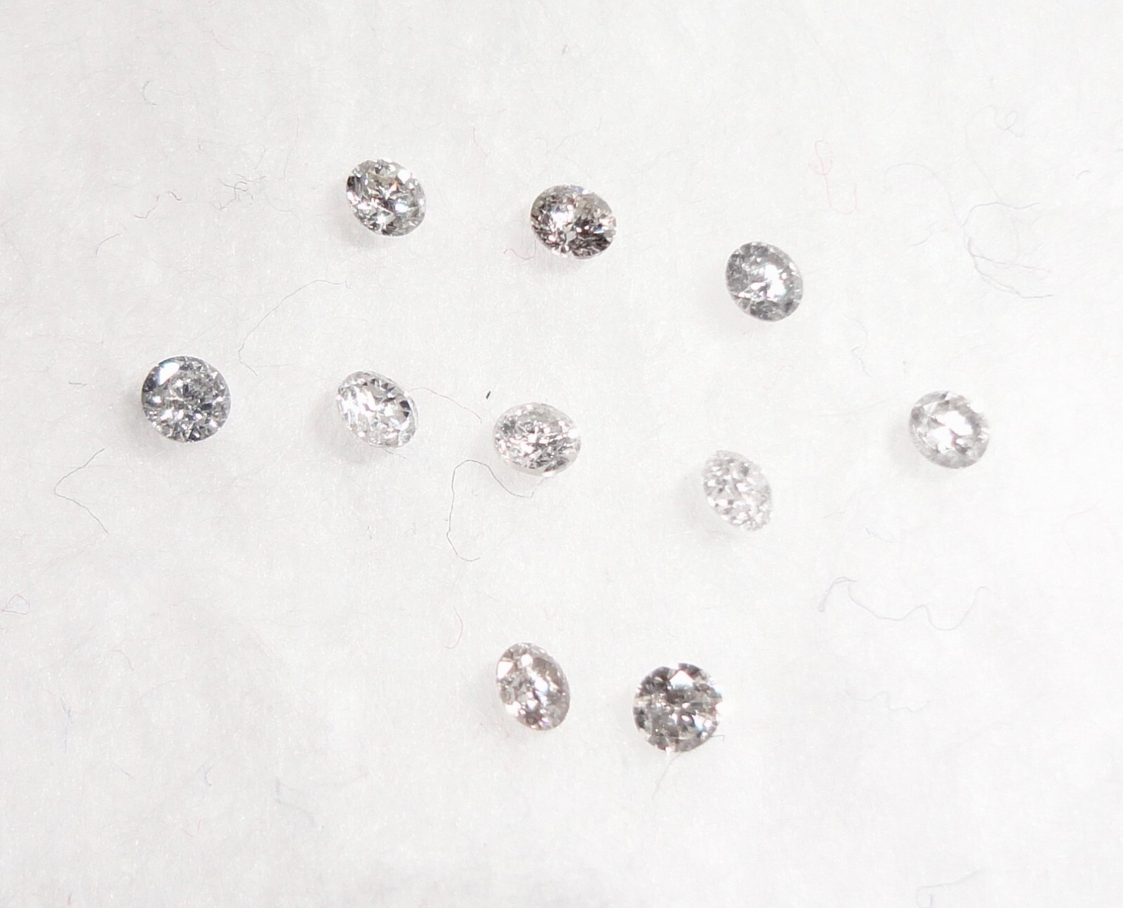 0.250 Carat 10 Pcs lot 1.7mm Natural Round Diamonds SI2-I1, sparkly