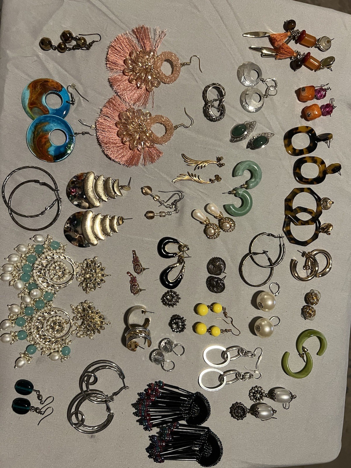 Earring and Ring Lot 1LB 3.6OZ 69 Items New And Used
