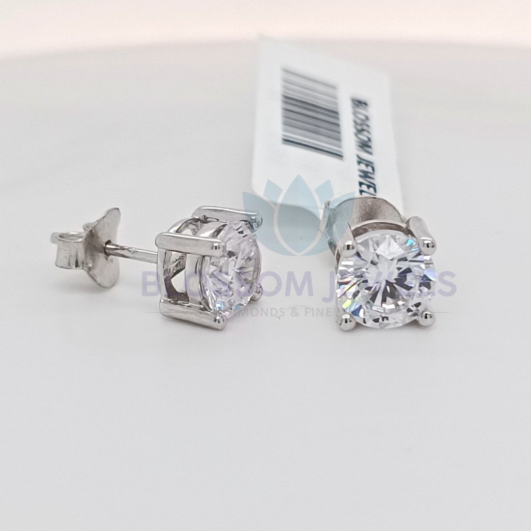 2.00 Ct Round Lab Grown/CVD Diamond Daily Wear Earring 14K White Gold Plated
