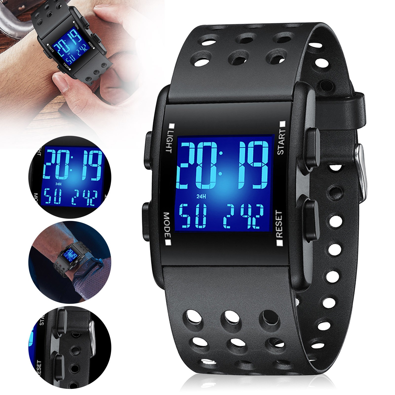 Men LED Digital Sports Watch Military Tactical Waterproof WristWatch Backlight