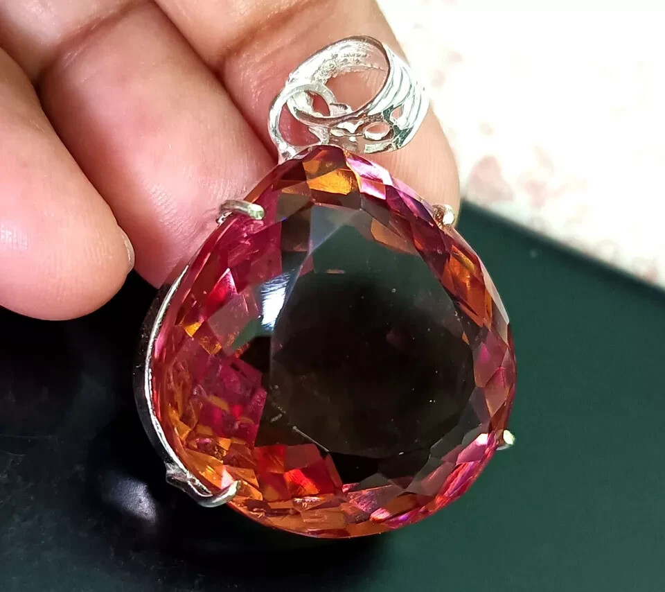 Certified 71 Ct+ Natural Zultanite 7 Color Pendant 925 Silver Loose Gemstone
