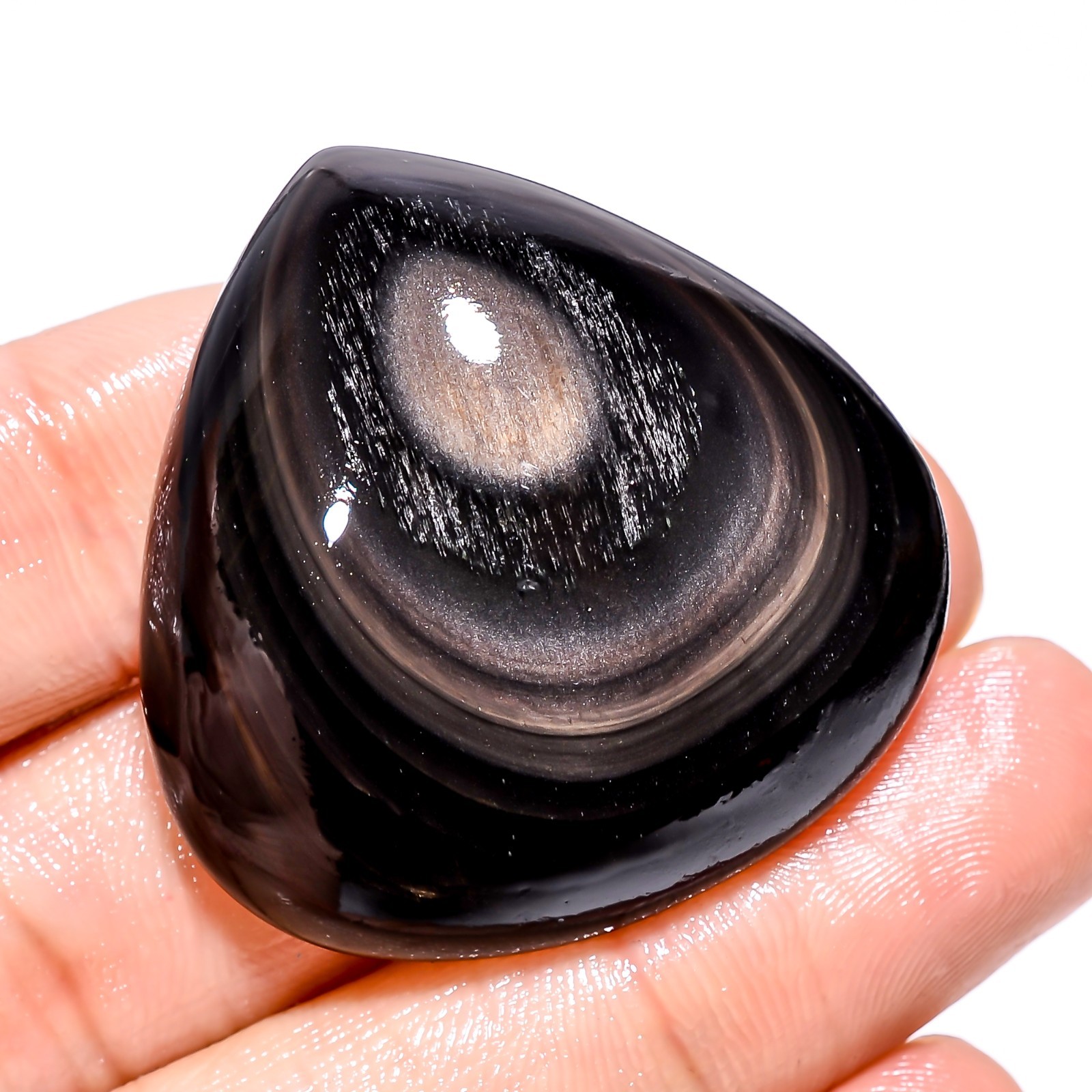 A+ 100% Natural Rainbow Obsidian Pear Cabochon Rare Gemstone 80.05Ct 36X36X10mm