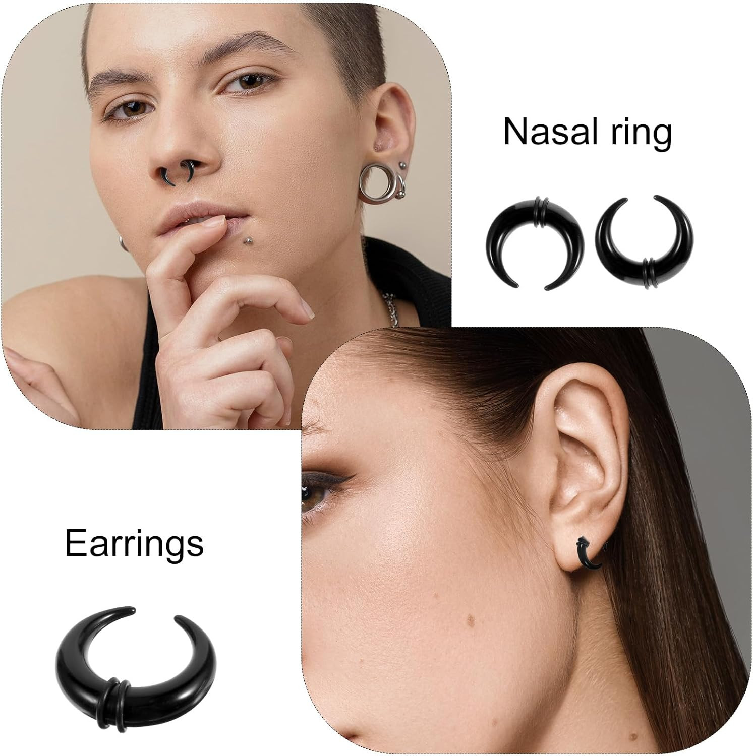 18 Pcs Septum Pincher Tapers Rings, Septum Stretching Piercing Kit Body Cartilag