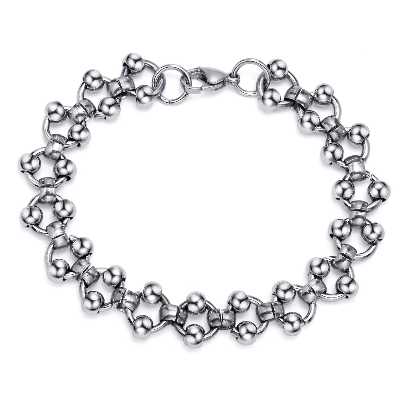 New Design Stainless Steel Ball Beaded Chain Bracelet For Mens Women 13mm 8.8”