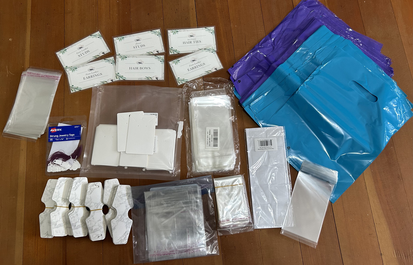Assorted Earring & Jewelry Packaging Items | Poly Bags | Cards | Hang Tags