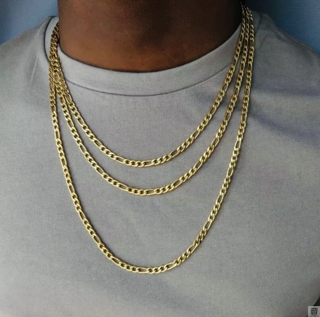 18k Gold Filled Stainless Steel Figaro Cuban Curb Chain 8- 24 Necklace 3-7mm Men