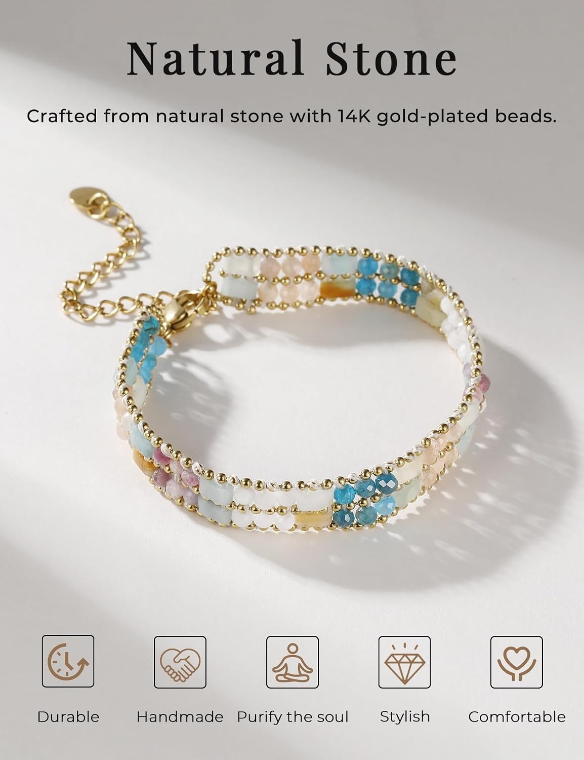 Handcrafted Boho Bracelet with Chakra Gemstones – Adjustable Summer Style