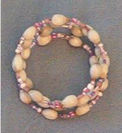 Handmade Hawaiian White Job’s Tears bracelet, purple and lavender seed beads
