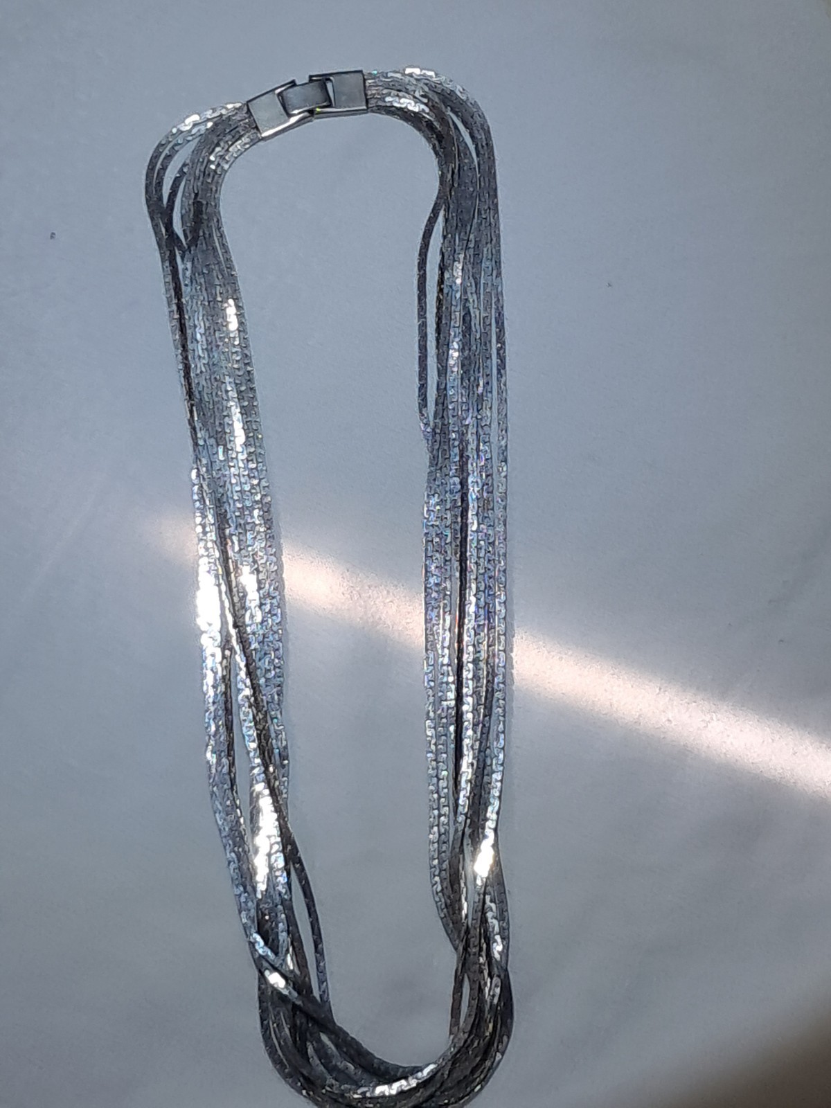 Silky Smooth Silver Tone Necklace 10 Strand Link Chains Expertly Crafted 18″