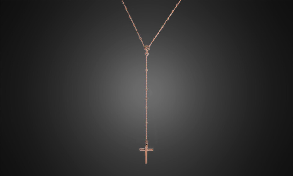 925 Sterling Silver Rosary Beaded Cross Necklace for Women, Girls – 3 colors
