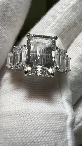 Timeless 4.50 Ct Emerald Cut Lab-Grown Diamond Engagement Ring in 14K White Gold