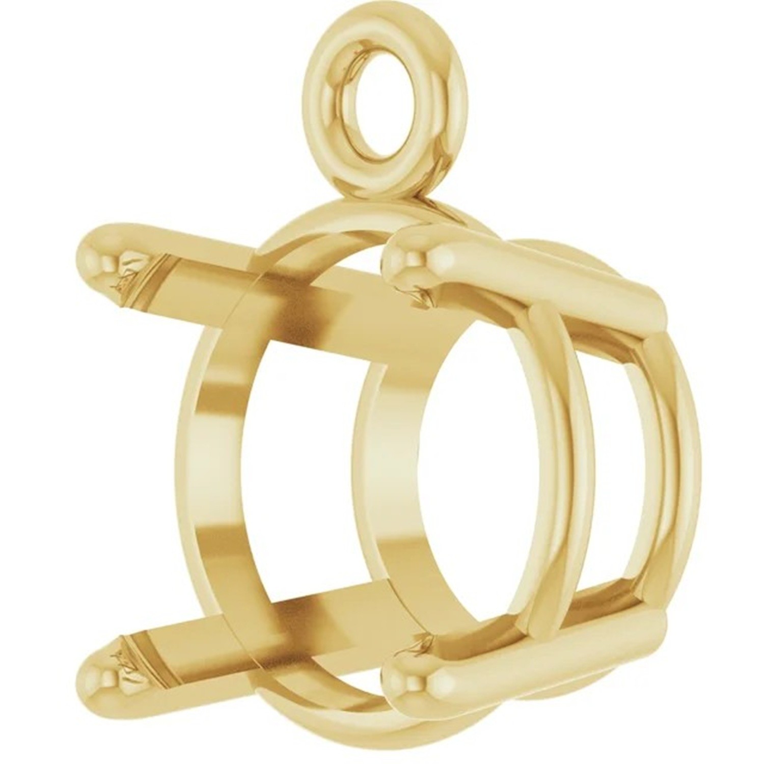 14K Yellow Gold Dangle Mounting Round Cut 4 Prong Basket Designed Setting USA