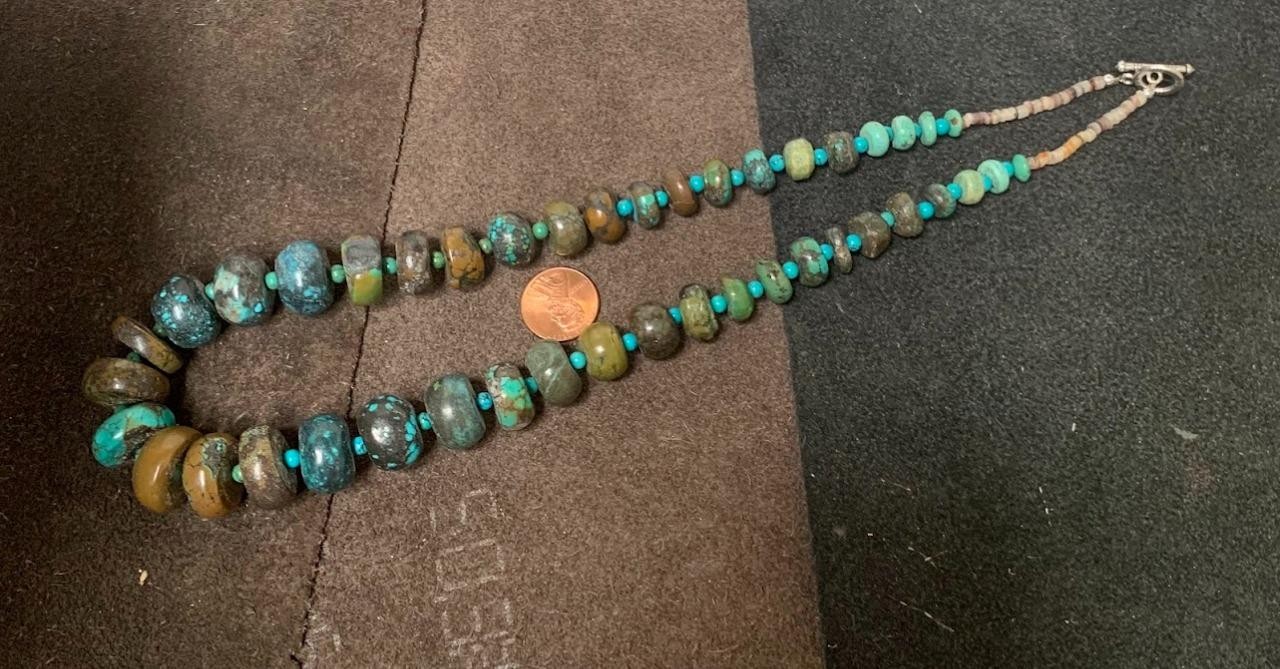 Tibetan genuine turquoise bead necklace/(t736b-w3.5)