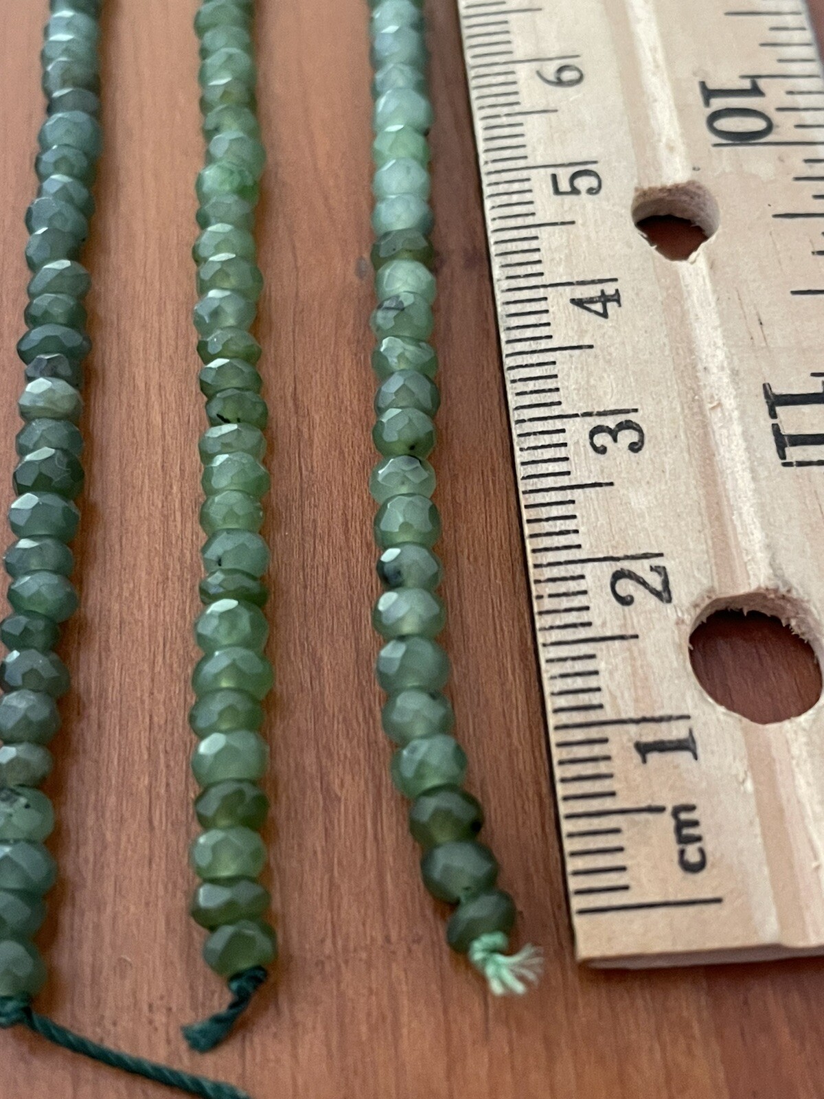 Green Jade Faceted Roundelle Semi-Precious Stones Loose Beads