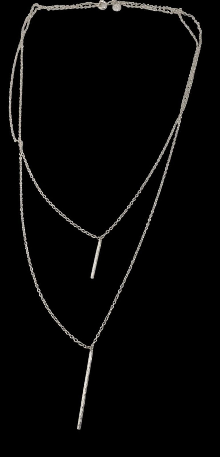 Gorgana Jewelry Pillar Pendant Necklace Double Layer Silver Minimalist