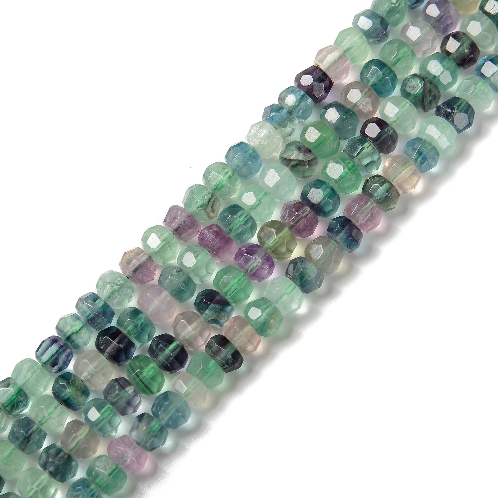 Natural Fluorite Faceted Rondelle Beads Approx 5x8mm 15.5″ Strand