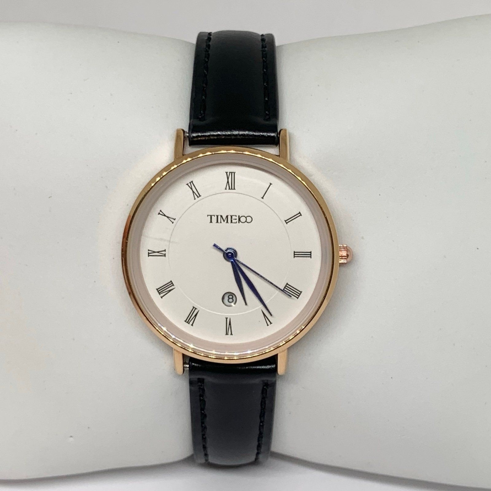 Timeco women’s quartz analog date wrist watch 32mm rose gold running