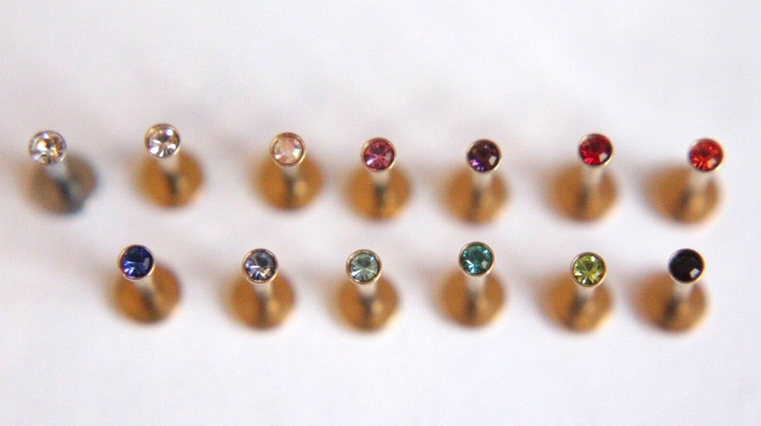 1 5 10pcs Internally Threaded 16g 18g Labret Bar 2mm Gem Earring Stud Helix Bulk