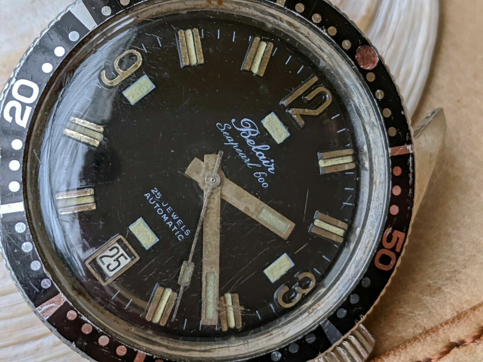 Vintage 1970’s Belair Seapearl 600 French Diver w/Countdown Bezel,All SS Case