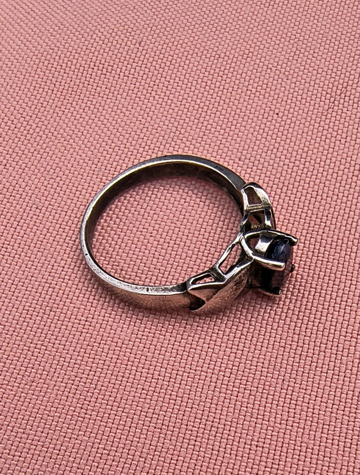 Sterling Silver Ring, Sapphire Solitaire, Size 8 Marked 925, Acid Tested #239