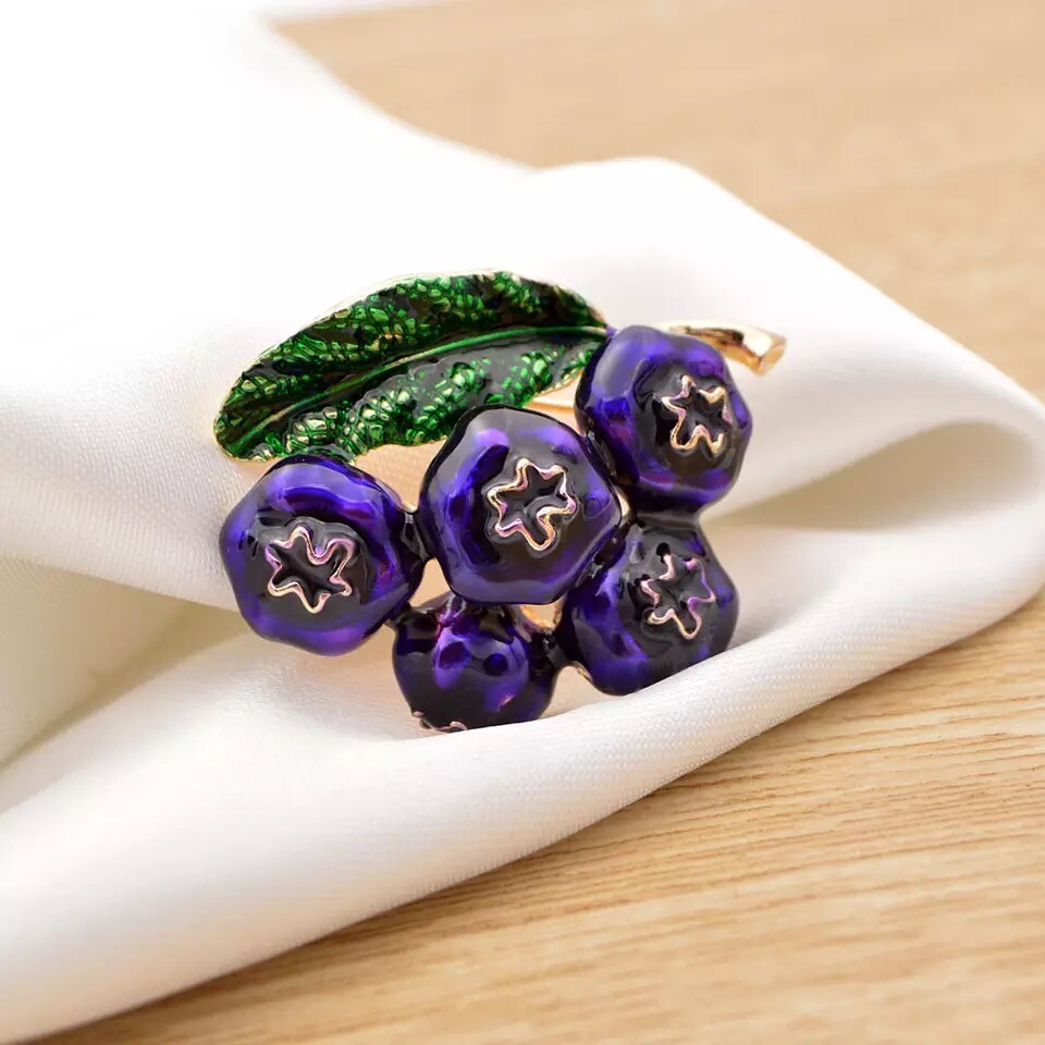 ZARD Blueberry Brooch in Purple Enamel Natural Jewelry Fruit Jewellery Broche