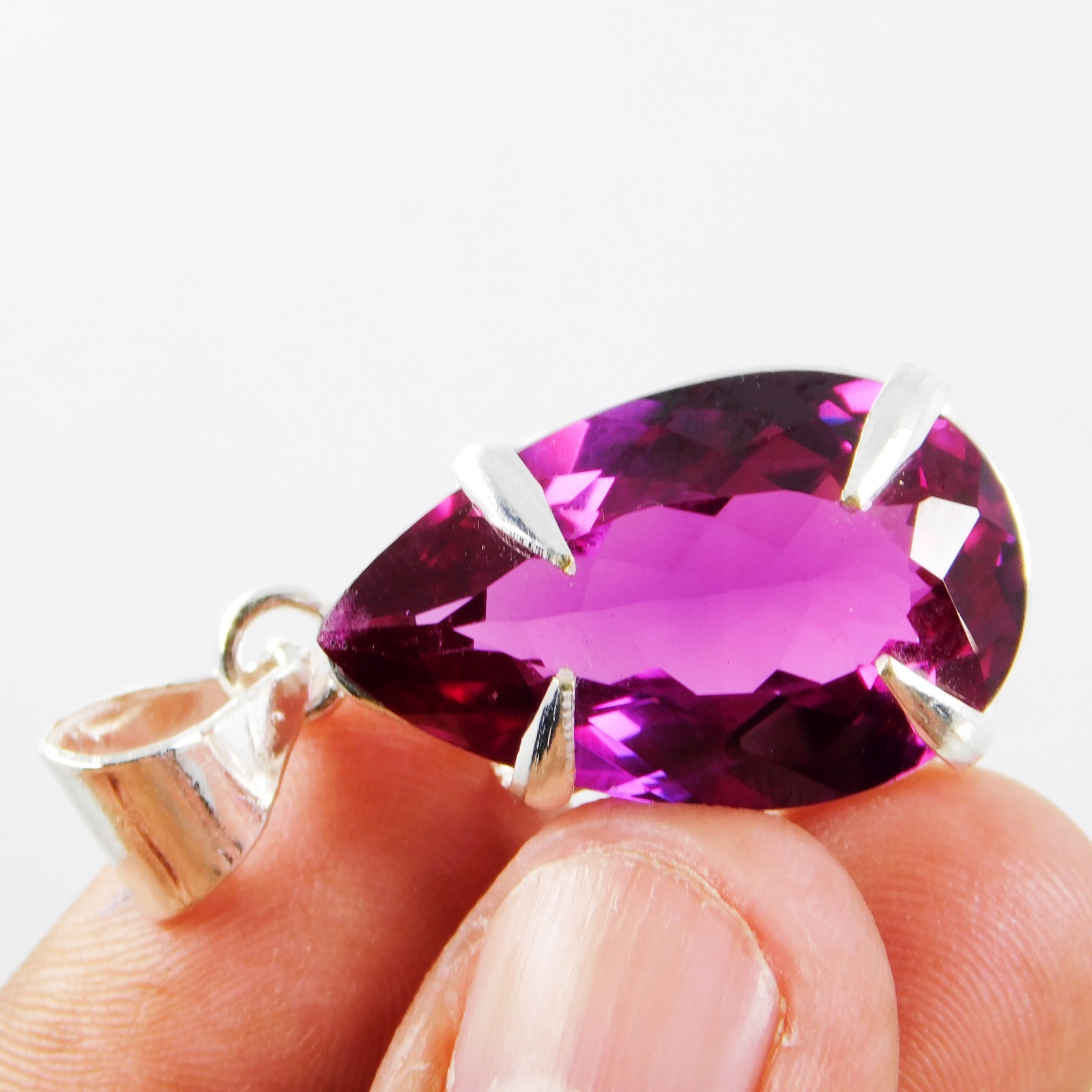 Natural 46.40Ct Rhodolite Garnet Raspberry IGL Gemstone 925 Solid Silver Pendant