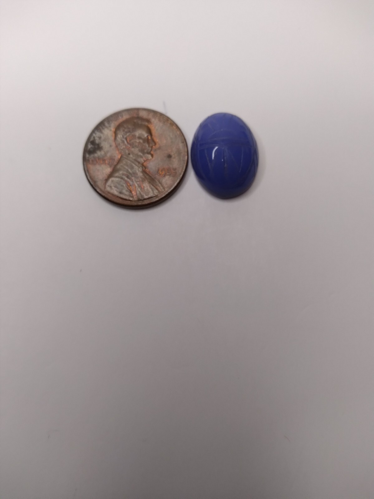 Natural Fine Blue Chalcedony Agate Scarab – Oval 16x12mm 6.97 Ct. Fine Grade