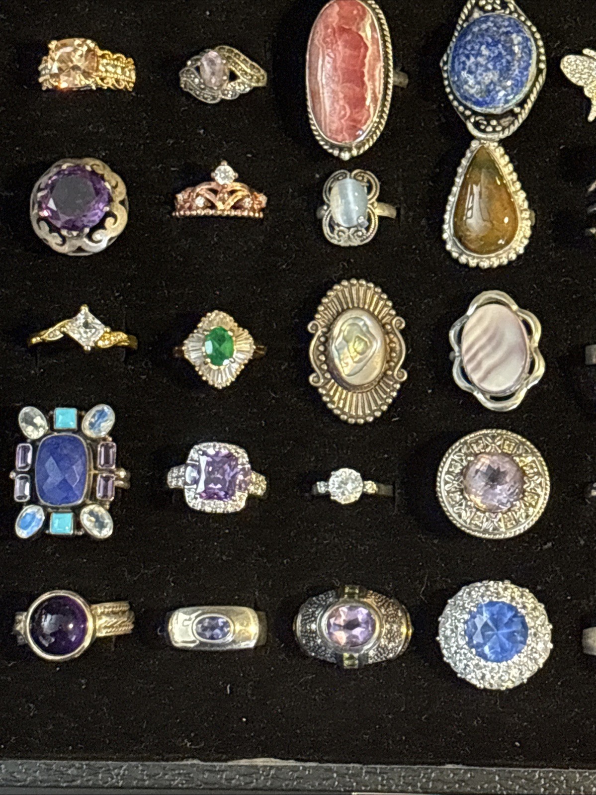 925/ Sterling 72 Rings Of Diff Sizes ,Stones And Styles Vtg / newCollection