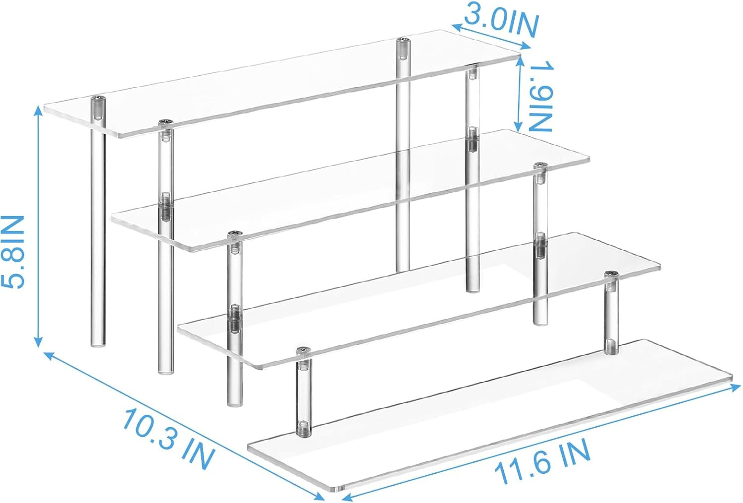 4 Tier Acrylic Perfume Organizer Stand Clear Display Risers for Cologne Cosmetic