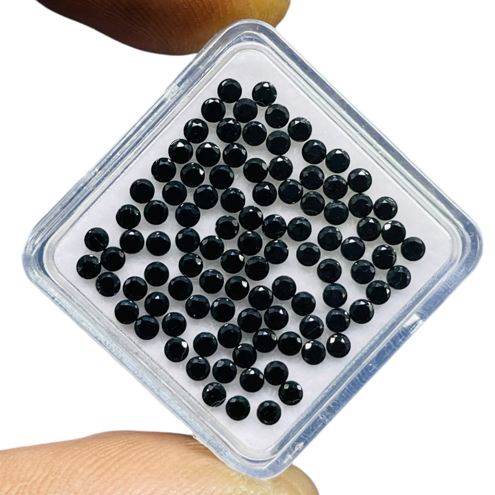 100 Pcs Natural Black Spinel 2mm Round Diamond Cut Calibrated Loose Gemstones