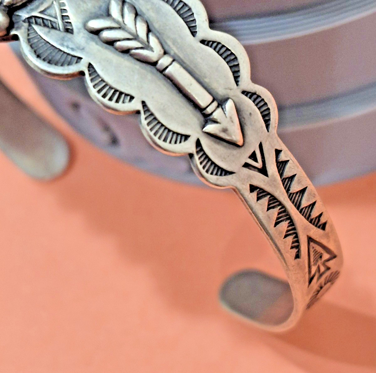 Vintage Fred Harvey Era Sterling Silver Turquoise Cuff Bracelet Arrow Stamp