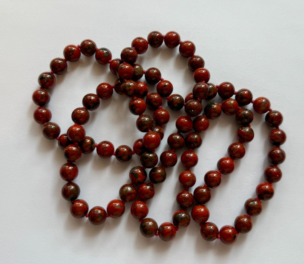 Gemisphere Poppy Jasper Necklace, Quality 3, 8mm, 30 in.
