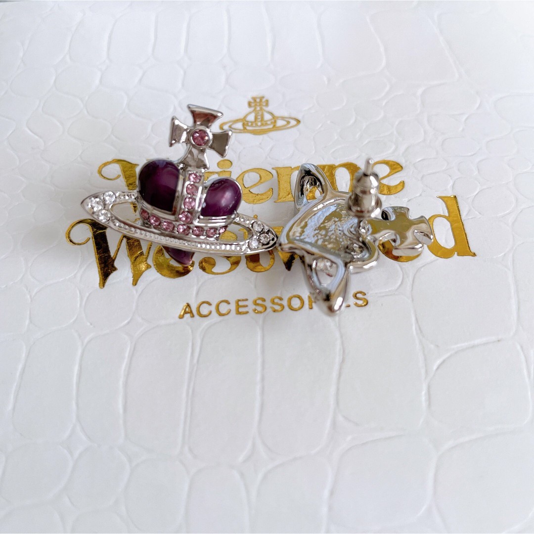 Vivienne Westwood Womens Accessories Diamante Heart Stud Earrings Rhinestone