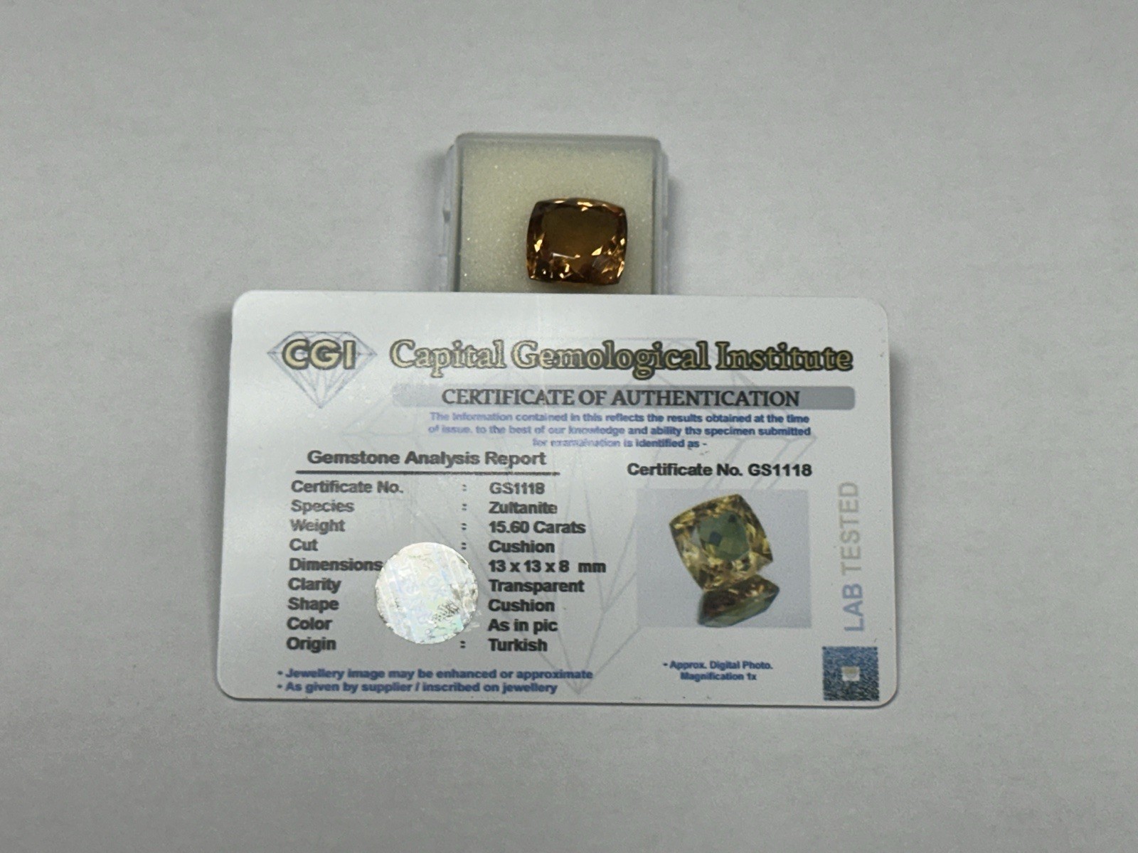 Natural Color-Change Zultanite 15.60Ct Cushion CERTIFIED Stunning Loose Gemstone