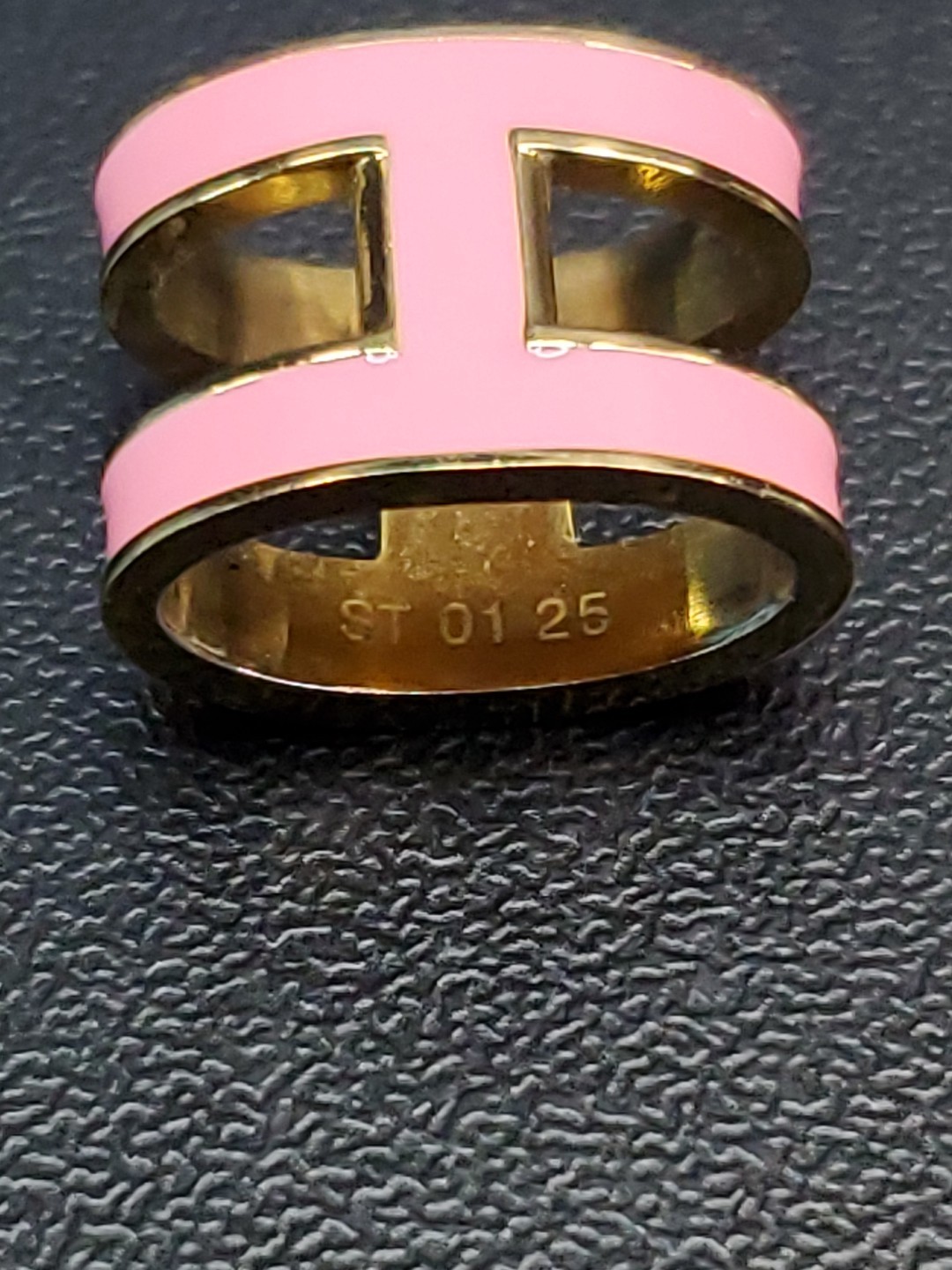 HERMES Enameled Pop H Mini Pendant Accessories Jewelry Pink Gold Color