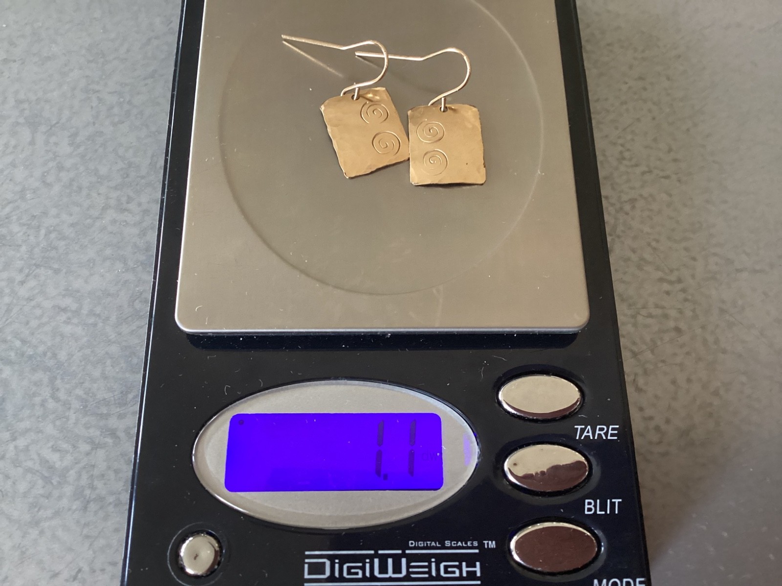 Earrings Stamped 14K GF Gold Filled HOOK DANGLE HALLMARK CIRCLE DOT