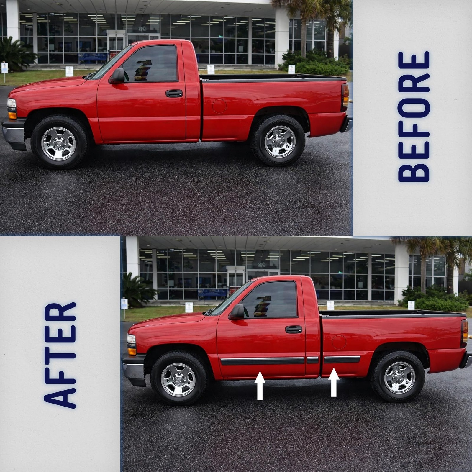 Black Chrome Side Body Trim Molding Compatible with 1999-2006 Chevy Silverado…