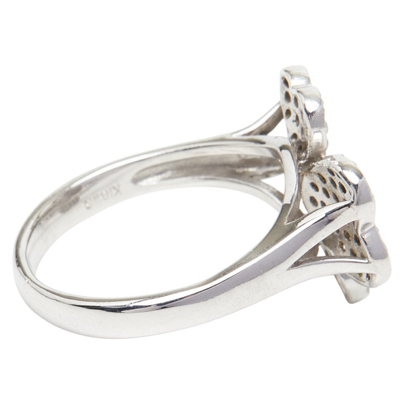 AUTHENTIC Clover motifRing ring K18WG white gold #13(JP Size) Women