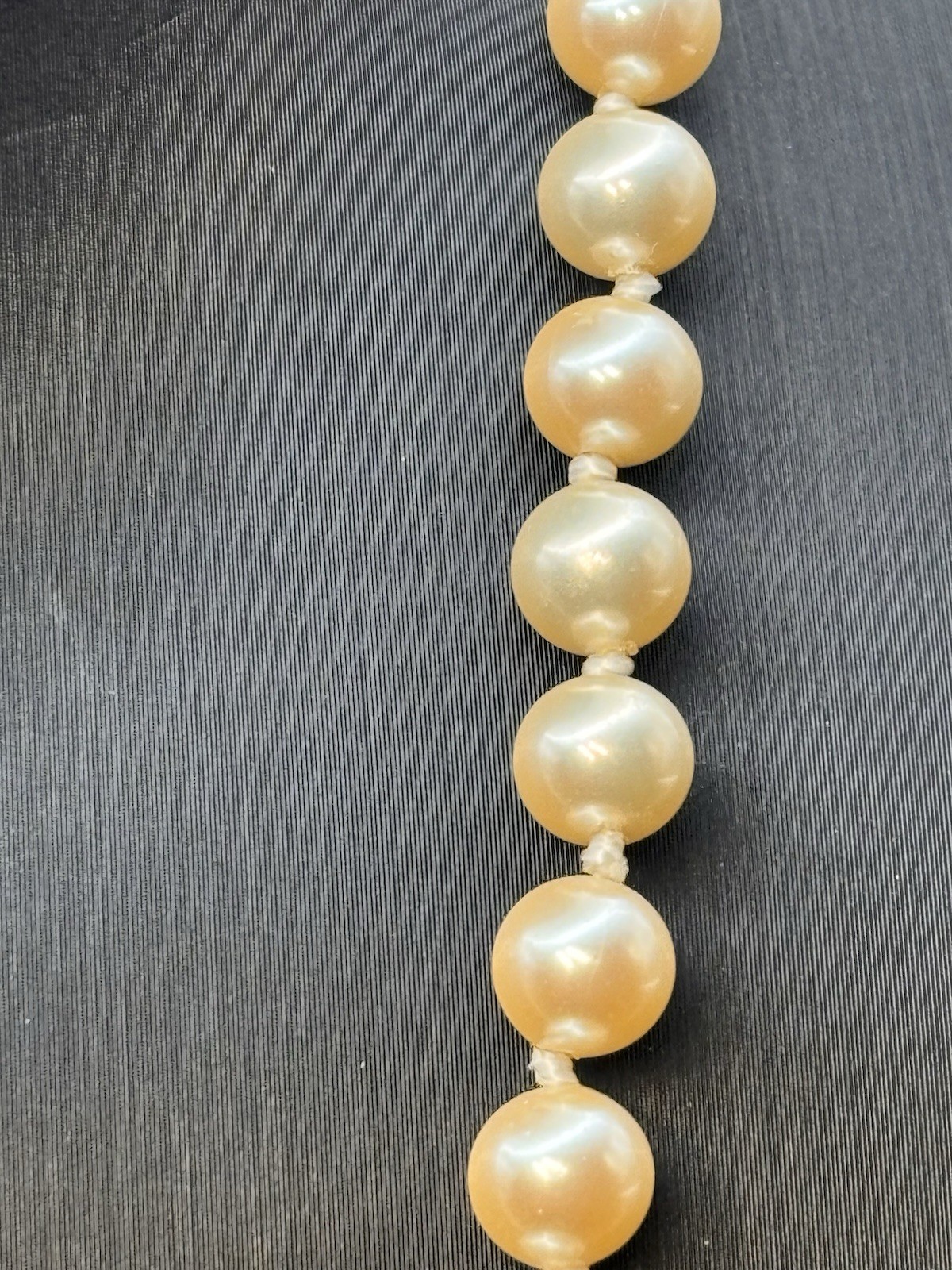 Vintage Marvella Faux Pearl Choker Necklace Hand Knotted Glass 15”