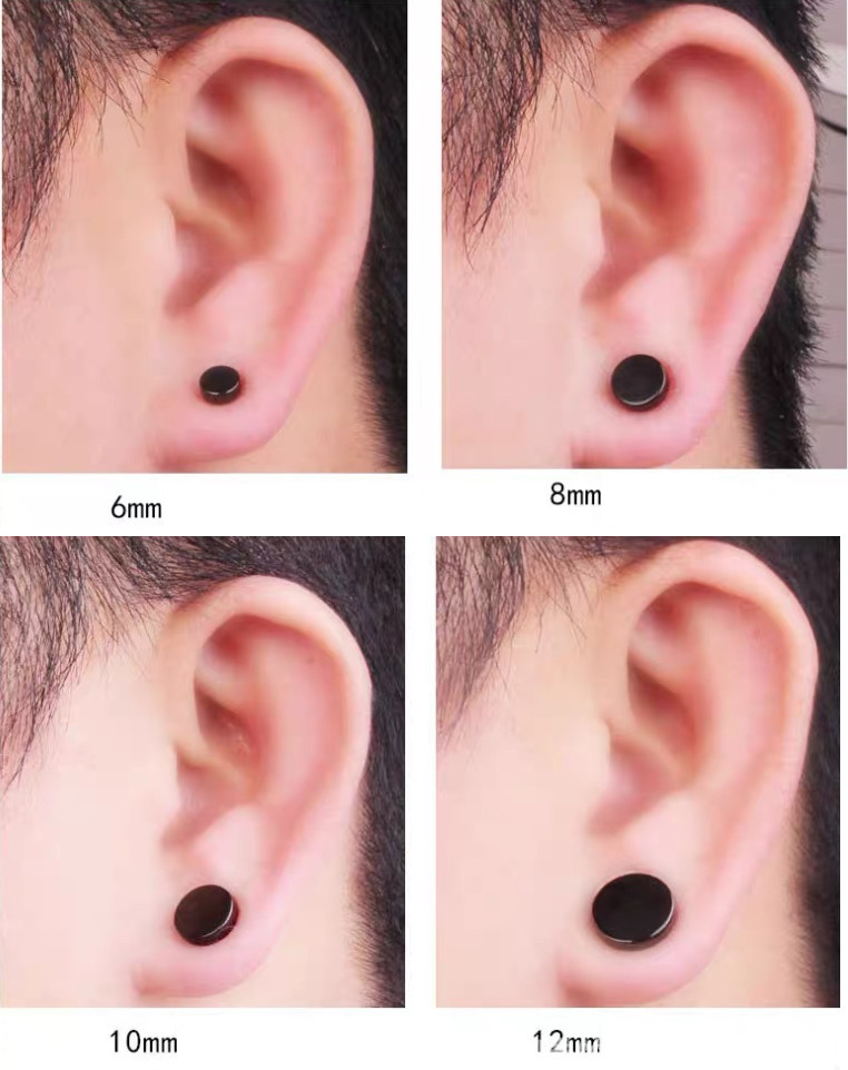 Men Women Stainless Steel Stud Earrings Magnetic Ear Plugs Non-Piercing Clip On