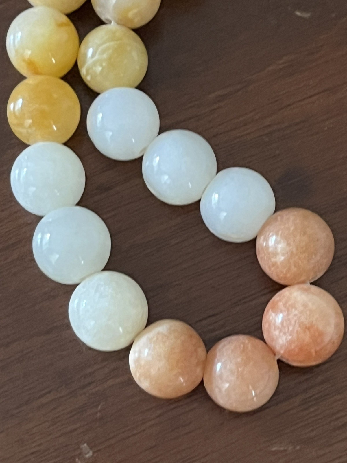 Quartz Bead Necklace 22″ – Polished Stone Multicolor Green Orange Yellow White